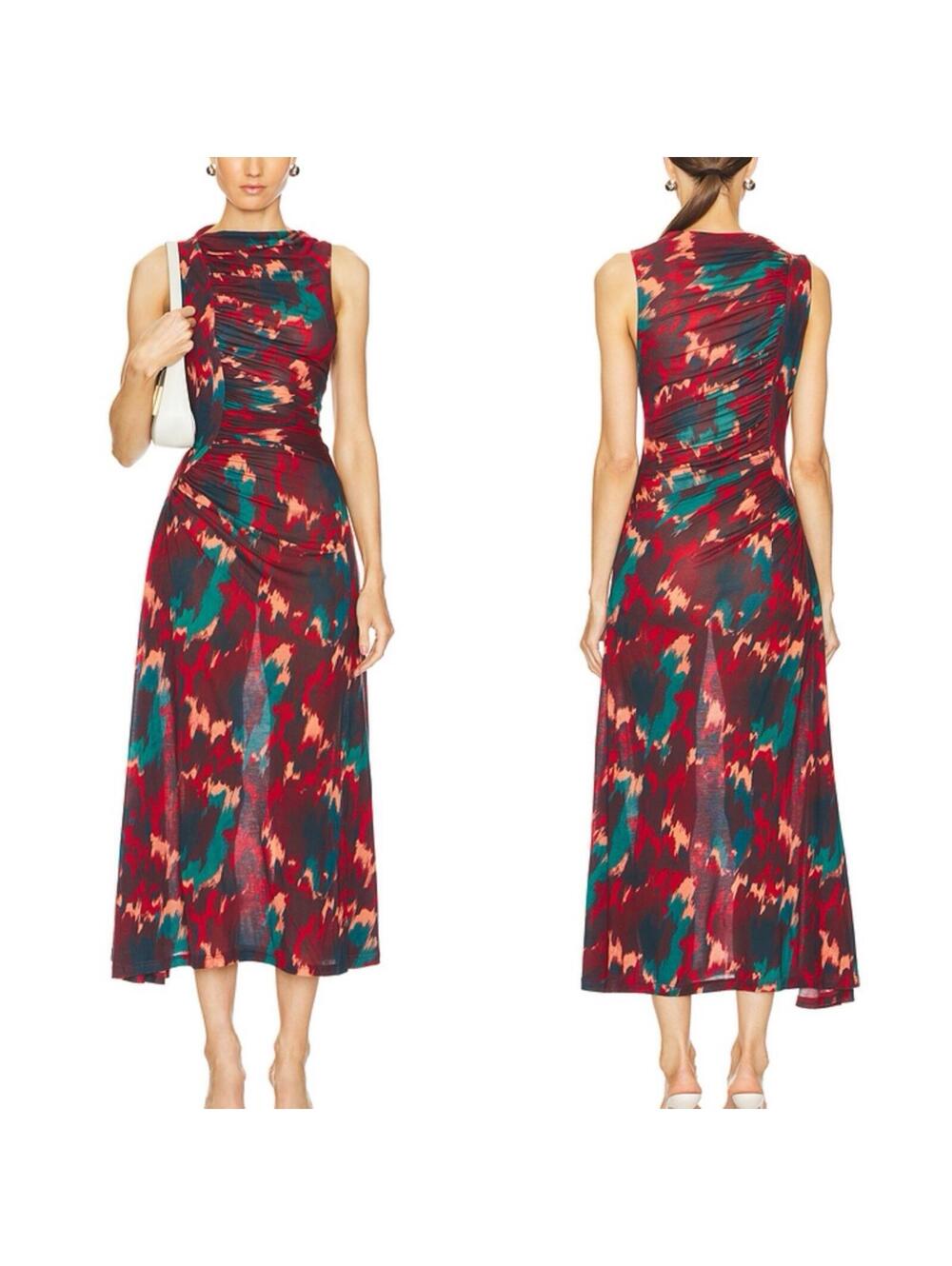 Ulla Johnson Printed Sleeveless Livia Dress w/ Side Ruching (MED) $520